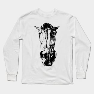 funny horse in black and white - horse head Long Sleeve T-Shirt